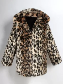Manteaux En Fausse Fourrure Marron Foncé Hiver Chaud Hommes Veste Manches Longues Col Rabattu Capuche
