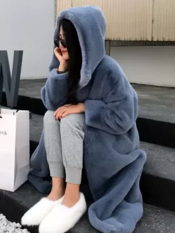 Manteaux en fausse fourrure pour femmes veste longue à capuche veste d'hiver écologique 2026