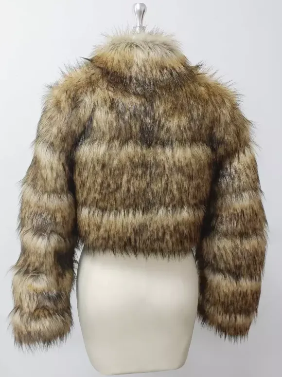 Manteaux en fausse fourrure veste courte en peluche écologique pour femme modèle hiver 2026