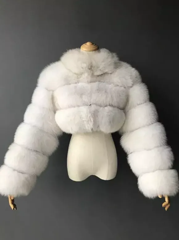Manteaux en fausse fourrure veste courte en peluche écologique pour femme modèle hiver 2026