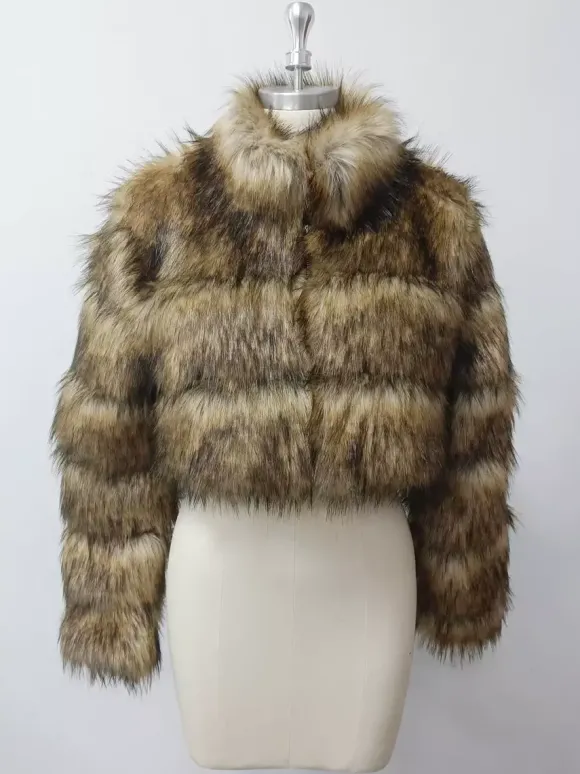 Manteaux en fausse fourrure veste courte en peluche écologique pour femme modèle hiver 2026