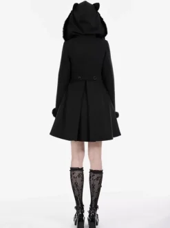 Manteaux gothiques Lolita Manteau en polyester noir Manteau d'automne Lolita Outwears
