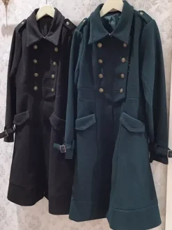 Manteaux gothiques Lolita Manteau pardessus en polyester vert foncé Manteau d'automne Lolita Outwears