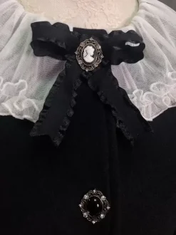 Manteaux gothiques Lolita n艙uds noirs manteau en polyester vêtements d'extérieur Lolita d'automne