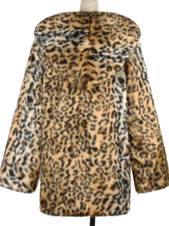 Manteaux Homme Surdimensionné À Capuche Imprimé Léopard Chic Moderne Café Brun