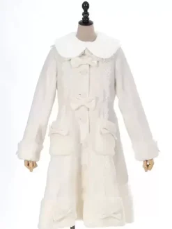 Manteaux Lolita de style ROCOCO Manteau rose N艙uds Volants Manteau Polyester Hiver Lolita Vêtements d'extérieur