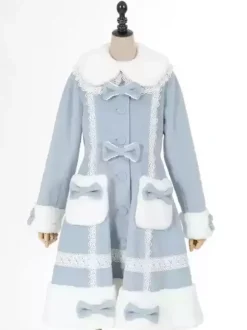 Manteaux Lolita de style ROCOCO Manteau rose N艙uds Volants Manteau Polyester Hiver Lolita Vêtements d'extérieur