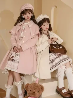 Manteaux Lolita de style ROCOCO Manteau marron clair N艙uds Pardessus Polyester Automne Lolita Vêtements d'extérieur