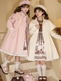 Manteaux Lolita de style ROCOCO Manteau marron clair N艙uds Pardessus Polyester Automne Lolita Vêtements d'extérieur