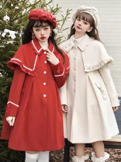 Manteaux Lolita de style ROCOCO Manteau marron clair N艙uds Pardessus Polyester Automne Lolita Vêtements d'extérieur
