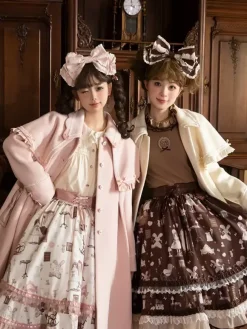 Manteaux Lolita de style ROCOCO Manteau marron clair N艙uds Pardessus Polyester Automne Lolita Vêtements d'extérieur