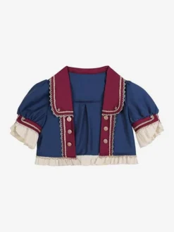 Manteaux Mignonne Lolita avec 艙illets bleu profond volants couche en polyester