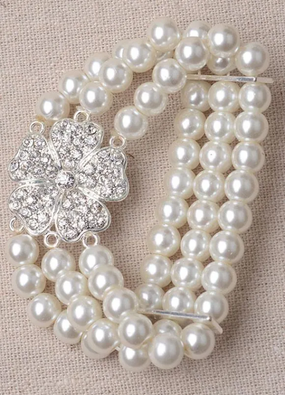 Mariage bijoux strass Set boucle d鈥檕reille perle collier et Bracelet (boucle d鈥檕reille : 5.3 Cm X 3 Cm X 0 5 Cm)