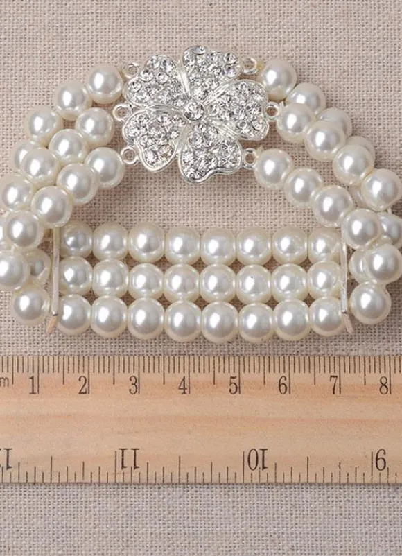 Mariage bijoux strass Set boucle d鈥檕reille perle collier et Bracelet (boucle d鈥檕reille : 5.3 Cm X 3 Cm X 0 5 Cm)