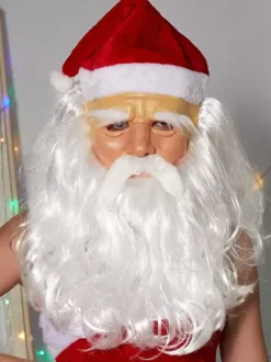 Masque à capuche Père Noël Barbe Blanche Couvre-tête en latex