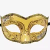 Masque De Carnaval Pour Adultes Accessoires De Costumes Cosplay Vintage De Mascarade En Plastique Noir Or Déguisement