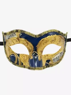 Masque De Carnaval Pour Adultes Accessoires De Costumes Cosplay Vintage De Mascarade En Plastique Noir Or Déguisement