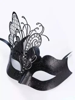Masque De Carnaval Pour Adultes Accessoires De Costumes Cosplay Vintage De Mascarade En Plastique Noir Femme Déguisement