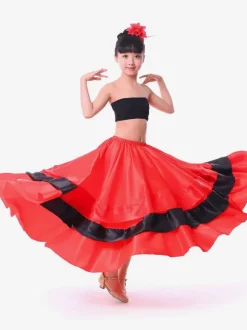 Maxi Paso Doble Gypsy Danse De Salle De Bal Flamenco Danse Vêtements De Danse À Volants Swing Jupes Costumes Déguisements Halloween