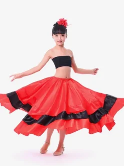 Maxi Paso Doble Gypsy Danse De Salle De Bal Flamenco Danse Vêtements De Danse À Volants Swing Jupes Costumes Déguisements Halloween