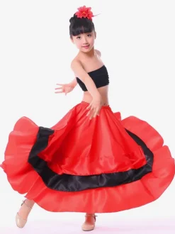 Maxi Paso Doble Gypsy Danse De Salle De Bal Flamenco Danse Vêtements De Danse À Volants Swing Jupes Costumes Déguisements Halloween
