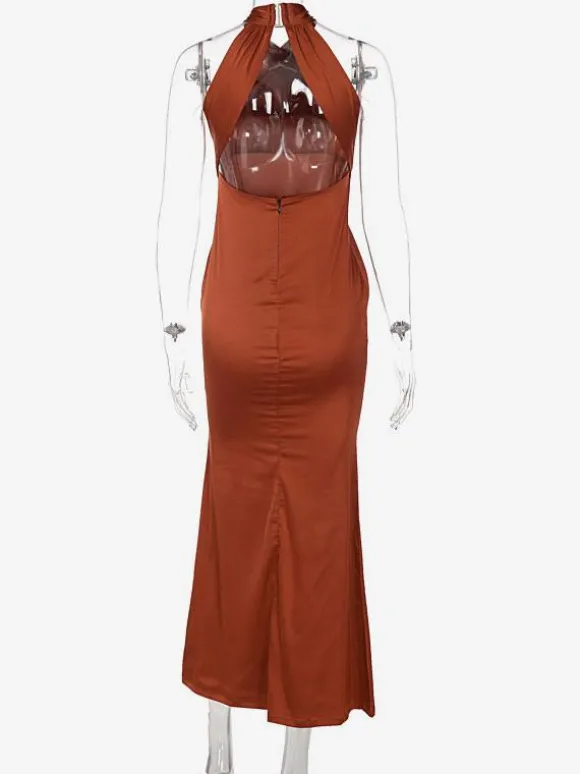 Maxi Robe Sans Manches Sexy Stretch Robe Longue Moulante Dos Nu
