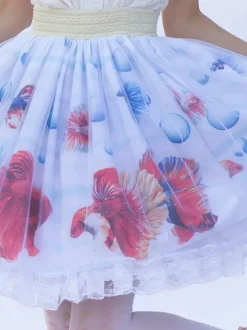 Mignonne Jupe Lolita SK imprimée fleurie à volants