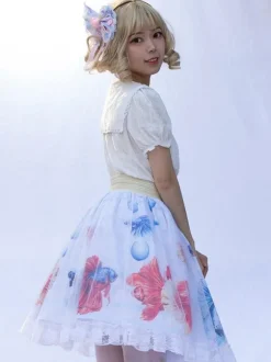 Mignonne Jupe Lolita SK imprimée fleurie à volants
