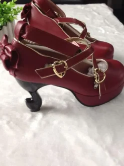 Mignonne Lolita Chaussures Roses À Talons Hauts