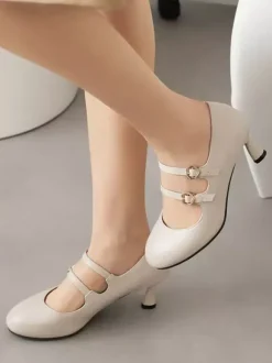 Mignonne Lolita Chaussures Lolita en cuir PU à bout rond noir
