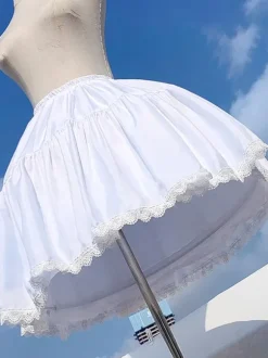 Mignonne Lolita Jupons Polyester Gothique Dentelle Blanche Lolita Jupe