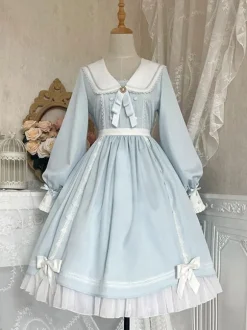 Mignonne Lolita Robe Polyester Manches Longues En Dentelle Rose Douce Lolita Une Pièce Robe