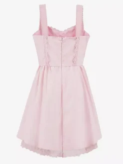 Mini-robe rose tendre à bordures en dentelle pour l'été 2026