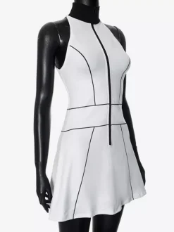 Mini-robe zippée sans manches à col montant pour femme 2026