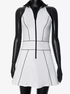 Mini-robe zippée sans manches à col montant pour femme 2026