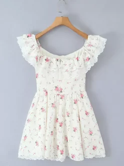 Mini-robe fleurie à épaules dénudées et n艙ud pour l'été 2026