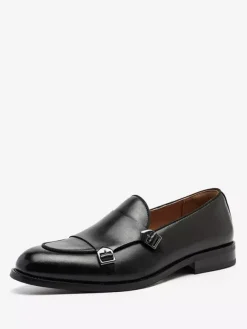 Mocassins à boucle et bout rond en cuir synthétique pour homme