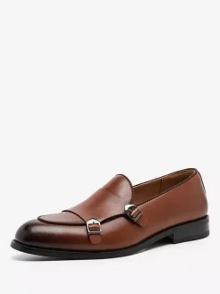 Mocassins à boucle et bout rond en cuir synthétique pour homme