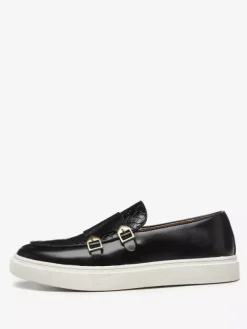 Mocassins à boucle et bride de moine pour hommes chaussures décontractées à enfiler et semelle épaisse