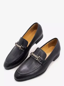 Mocassins à bout pointu pour homme chaussures tendance en métal motif serpent chaussures de mariage en cuir