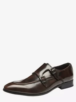Mocassins à bout pointu pour homme chaussures britanniques à double boucle chaussures d'affaires formelles en cuir véritable