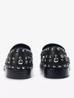 Mocassins à bout rond en cuir de vachette pour hommes avec rivets
