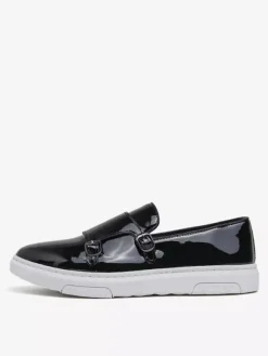 Mocassins à double bride pour hommes chaussures décontractées et confortables en cuir verni chaussures de marche plates et confortables mocassins Penny baskets chaussures habillées