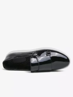 Mocassins à double bride pour hommes chaussures décontractées et confortables en cuir verni chaussures de marche plates et confortables mocassins Penny baskets chaussures habillées