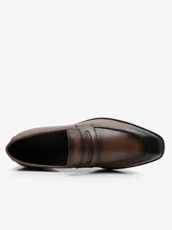 Mocassins à enfiler en cuir de vache pour homme chaussures de bal de retour à la maison de mariage marron