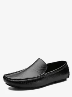 Mocassins à enfiler pour hommes chaussures de pont en similicuir à pointes légères antidérapantes et flexibles