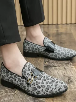 Mocassins à enfiler pour hommes chaussures tendance respirantes blanches à perles pour tenues de soirée et de loisirs