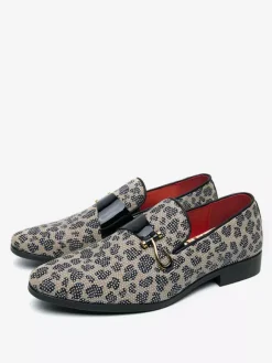 Mocassins à enfiler pour hommes chaussures tendance respirantes blanches à perles pour tenues de soirée et de loisirs