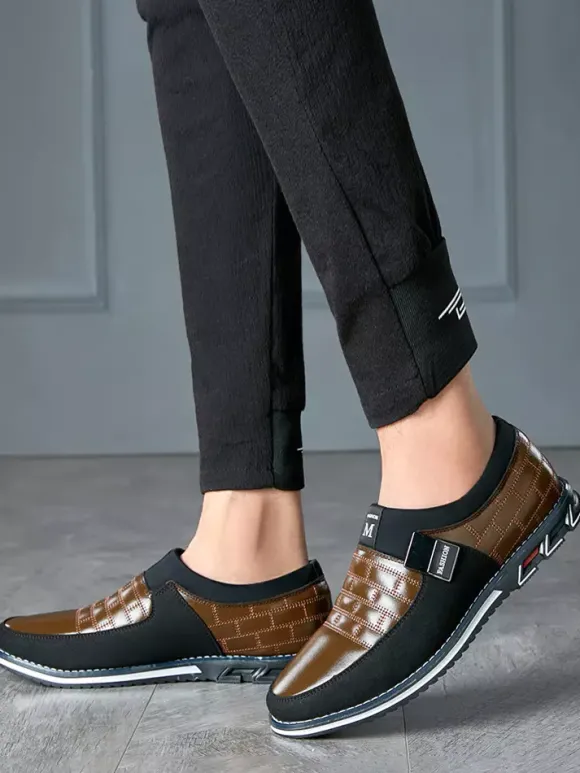 Mocassins à enfiler pour hommes chaussures Oxford à pointes chaussures habillées en cuir et daim