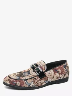 Mocassins à enfiler pour homme à talons bas bout rond imprimé animal